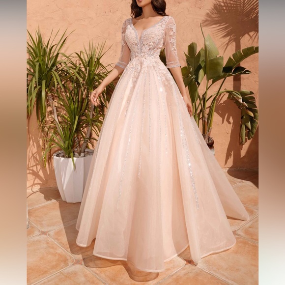 Gorgeous Pink Ballgown Engagement/ Prom Dress Size 6 Including FREE jacket - Picture 1 of 6